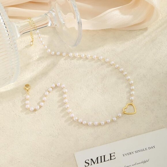 Yatumery Heart Necklace Women 14K Gold Plated Zirconia Pendant Trendy Jewelery - Picture 6 of 7